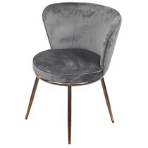 Cadeira Nanda Revestimento em Veludo Cinza Escuro Base Aço Cobre Cadeira Nanda Revestimento em Veludo Cinza Escuro Base Aço Cobre