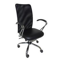 Cadeira New Eco Presidente Giratória Tela Mesh Reclinavel Base Cromada Para Escritório Preta
