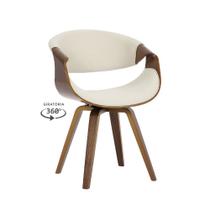 Cadeira Nicole Linho Creme ou PU Preta Base Giratória - Rivatti Cadeira Nicole Linho Creme ou PU Preta Base Giratória - Rivatti