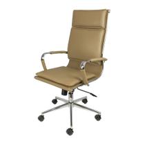 Cadeira Office Alta Orleans em material sintético Caramelo com Base Cromada - 62807