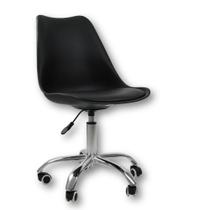 Cadeira Office Base Cromada Com Rodízio Giratória Saarinen Preto 1 Cadeira Office Base Cromada Com Rodízio Giratória Saarinen Preto 1