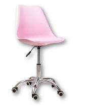 Cadeira Office Base Cromada Com Rodízio Giratória Saarinen Rosa 1 Cadeira Office Base Cromada Com Rodízio Giratória Saarinen Rosa 1