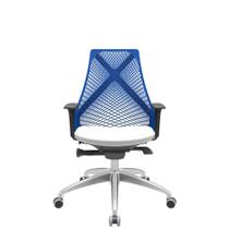 Cadeira Office Bix Tela Azul Assento Aero Branco Autocompensador Base Alumínio 95cm - 63976 - Sun House