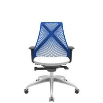 Cadeira Office Bix Tela Azul Assento Aero Branco Autocompensador Base Alumínio 95cm - 63976