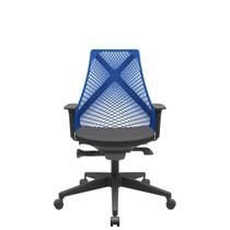 Cadeira Office Bix Tela Azul Assento Aero Preto Autocompensador Base Piramidal 95cm - 64032 - Sun House