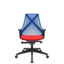 Cadeira Office Bix Tela Azul Assento Aero Vermelho Autocompensador Base Piramidal 95cm - 64034 Cadeira Office Bix Tela Azul Assento Aero Vermelho Autocompensador Base Piramidal 95cm - 64034