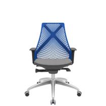 Cadeira Office Bix Tela Azul Assento Poliéster Cinza Autocompensador Base Alumínio 95cm - 63978