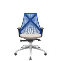 Cadeira Office Bix Tela Azul Assento Poliéster Fendi Autocompensador Base Alumínio 95cm - 63972