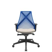 Cadeira Office Bix Tela Azul Assento Poliéster Fendi Autocompensador Base Piramidal 95cm - 64031