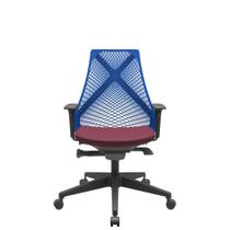 Cadeira Office Bix Tela Azul Assento Poliéster Vinho Autocompensador Base Piramidal 95cm - 64036
