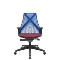 Cadeira Office Bix Tela Azul Assento Poliéster Vinho Autocompensador Base Piramidal 95cm - 64036 Cadeira Office Bix Tela Azul Assento Poliéster Vinho Autocompensador Base Piramidal 95cm - 64036