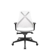 Cadeira Office Bix Tela Branca Assento Aero Branco Autocompensador Base Piramidal 95cm - 64054