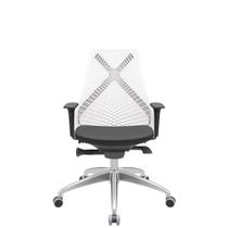 Cadeira Office Bix Tela Branca Assento Aero Preto Autocompensador Base Alumínio 95cm - 63999 - Sun House