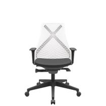 Cadeira Office Bix Tela Branca Assento Aero Preto Autocompensador Base Piramidal 95cm - 64051 - Sun House