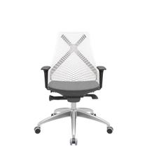 Cadeira Office Bix Tela Branca Assento Poliéster Cinza Autocompensador Base Alumínio 95cm - 64013