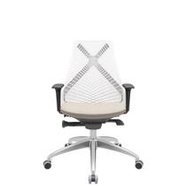 Cadeira Office Bix Tela Branca Assento Poliéster Fendi Autocompensador Base Alumínio 95cm - 63998 Cadeira Office Bix Tela Branca Assento Poliéster Fendi Autocompensador Base Alumínio 95cm - 63998
