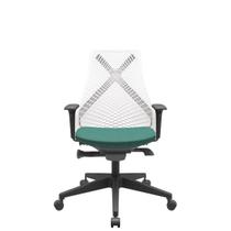 Cadeira Office Bix Tela Branca Assento Poliéster Verde Autocompensador Base Piramidal 95cm - 64057 Cadeira Office Bix Tela Branca Assento Poliéster Verde Autocompensador Base Piramidal 95cm - 64057