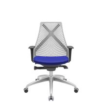 Cadeira Office Bix Tela Cinza Assento Aero Azul Autocompensador Base Alumínio 95cm - 63984 - Sun House