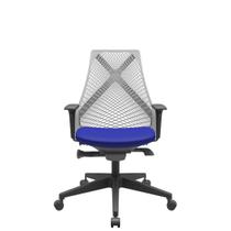 Cadeira Office Bix Tela Cinza Assento Aero Azul Autocompensador Base Piramidal 95cm - 64041