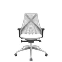 Cadeira Office Bix Tela Cinza Assento Aero Branco Autocompensador Base Alumínio 95cm - 63990 - Sun House