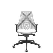 Cadeira Office Bix Tela Cinza Assento Aero Branco Autocompensador Base Piramidal 95cm - 64043