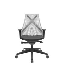 Cadeira Office Bix Tela Cinza Assento Aero Preto Autocompensador Base Piramidal 95cm - 64040 - Sun House
