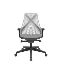 Cadeira Office Bix Tela Cinza Assento Poliéster Cinza Autocompensador Base Piramidal 95cm - 64045