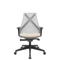 Cadeira Office Bix Tela Cinza Assento Poliéster Fendi Autocompensador Base Piramidal 95cm - 64039