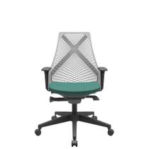 Cadeira Office Bix Tela Cinza Assento Poliéster Verde Autocompensador Base Piramidal 95cm - 64046