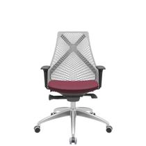 Cadeira Office Bix Tela Cinza Assento Poliéster Vinho Autocompensador Base Alumínio 95cm - 63991