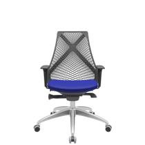 Cadeira Office Bix Tela Preta Assento Aero Azul Autocompensador Base Alumínio 95cm - 63940