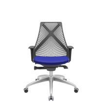 Cadeira Office Bix Tela Preta Assento Aero Azul Autocompensador Base Alumínio 95cm - 63940 - Sun House
