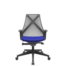 Cadeira Office Bix Tela Preta Assento Aero Azul Autocompensador Base Piramidal 95cm - 64017 Cadeira Office Bix Tela Preta Assento Aero Azul Autocompensador Base Piramidal 95cm - 64017