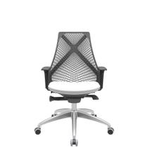 Cadeira Office Bix Tela Preta Assento Aero Branco Autocompensador Base Alumínio 95cm - 63942 - Sun House