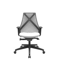Cadeira Office Bix Tela Preta Assento Aero Branco Autocompensador Base Piramidal 95cm - 64019 - Sun House