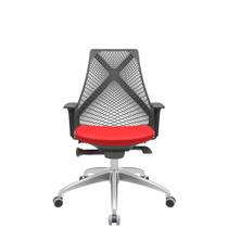 Cadeira Office Bix Tela Preta Assento Aero Vermelho Autocompensador Base Alumínio 95cm - 63941 Cadeira Office Bix Tela Preta Assento Aero Vermelho Autocompensador Base Alumínio 95cm - 63941