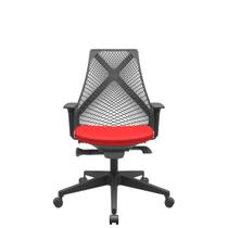 Cadeira Office Bix Tela Preta Assento Aero Vermelho Autocompensador Base Piramidal 95cm - 64018 - Sun House