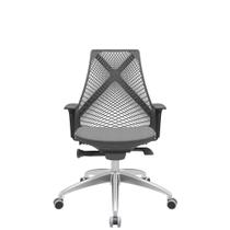 Cadeira Office Bix Tela Preta Assento Poliéster Cinza Autocompensador Base Alumínio 95cm - 63944 Cadeira Office Bix Tela Preta Assento Poliéster Cinza Autocompensador Base Alumínio 95cm - 63944