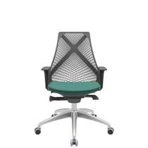Cadeira Office Bix Tela Preta Assento Poliéster Verde Autocompensador Base Alumínio 95cm - 63945