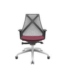 Cadeira Office Bix Tela Preta Assento Poliéster Vinho Autocompensador Base Alumínio 95cm - 63943 Cadeira Office Bix Tela Preta Assento Poliéster Vinho Autocompensador Base Alumínio 95cm - 63943