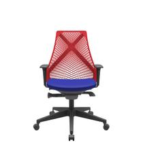 Cadeira Office Bix Tela Vermelha Assento Aero Azul Autocompensador Base Piramidal 95cm - 64025 Cadeira Office Bix Tela Vermelha Assento Aero Azul Autocompensador Base Piramidal 95cm - 64025