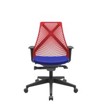 Cadeira Office Bix Tela Vermelha Assento Aero Azul Autocompensador Base Piramidal 95cm - 64025 - Sun House