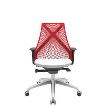 Cadeira Office Bix Tela Vermelha Assento Aero Branco Autocompensador Base Alumínio 95cm - 63964