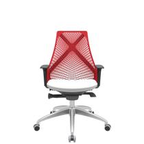 Cadeira Office Bix Tela Vermelha Assento Aero Branco Autocompensador Base Alumínio 95cm - 63964 - Sun House