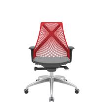 Cadeira Office Bix Tela Vermelha Assento Poliéster Cinza Autocompensador Base Alumínio 95cm - 63966 Cadeira Office Bix Tela Vermelha Assento Poliéster Cinza Autocompensador Base Alumínio 95cm - 63966