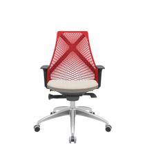 Cadeira Office Bix Tela Vermelha Assento Poliéster Fendi Autocompensador Base Alumínio 95cm - 63960