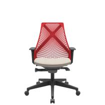 Cadeira Office Bix Tela Vermelha Assento Poliéster Fendi Autocompensador Base Piramidal 95cm - 64023