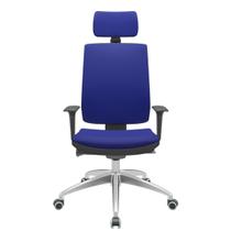 Cadeira Office Brizza Soft Aero Azul Autocompensador Com Encosto Cabeça Base Aluminio 126cm - 63464 - Sun House