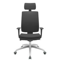 Cadeira Office Brizza Soft Aero Preto Autocompensador Com Encosto Cabeça Base Aluminio 126cm - 63462 - Sun House