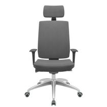 Cadeira Office Brizza Soft Poliester Cinza Autocompensador Com Encosto Cabeça Base Aluminio 126cm - 63472